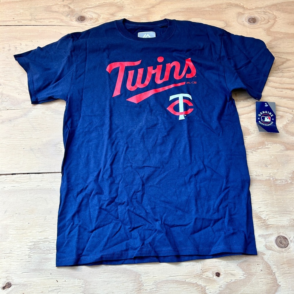 NWT Minnesota Twins MLB Baseball T-shirt Mens Size Medium Blue Majestic